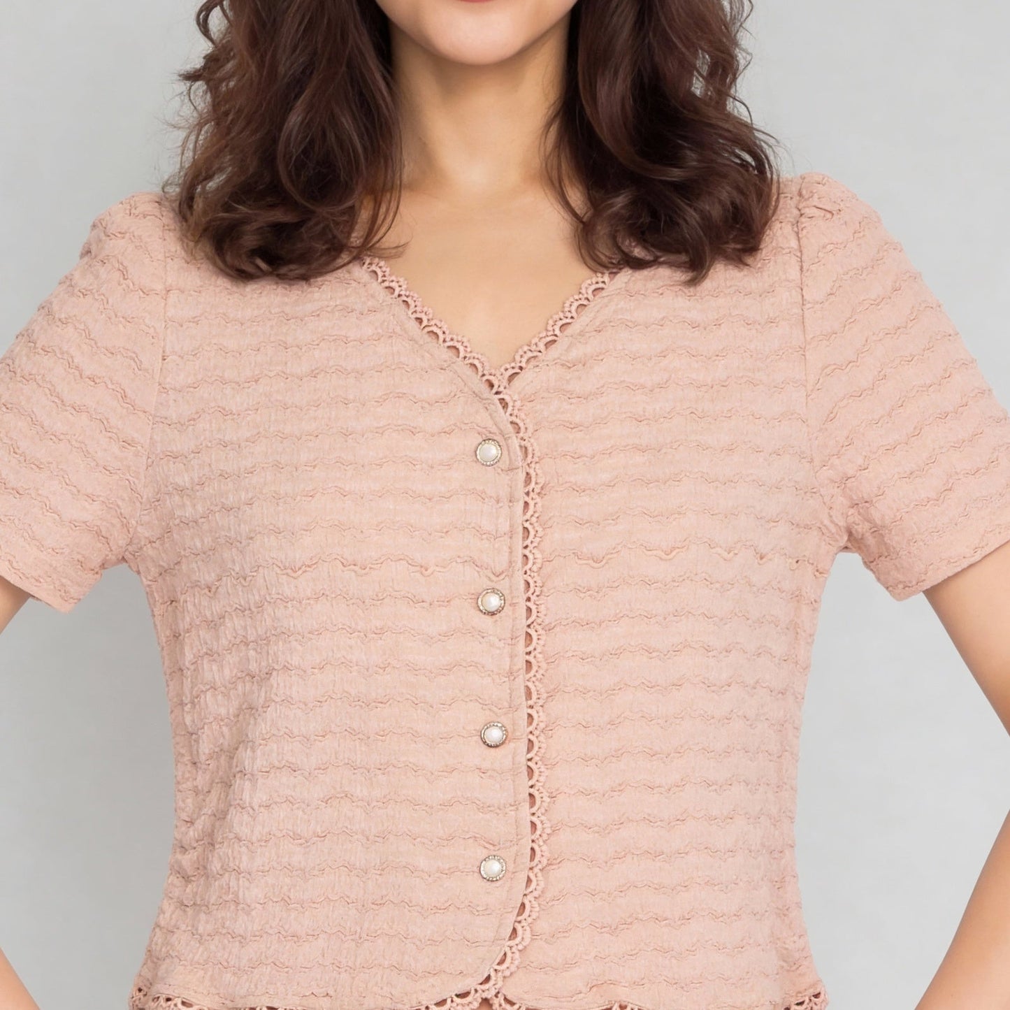 Structured V-Neck Cropped Top