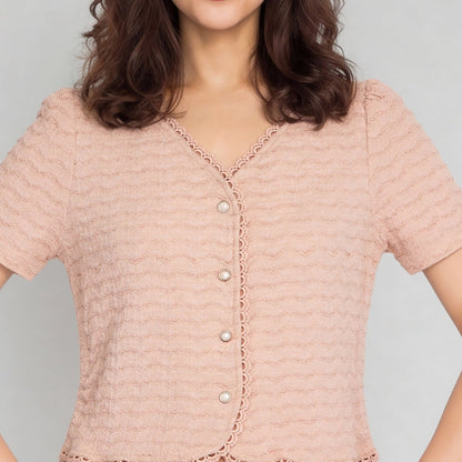 Structured V-Neck Cropped Top