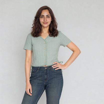 Structured V-Neck Cropped Top