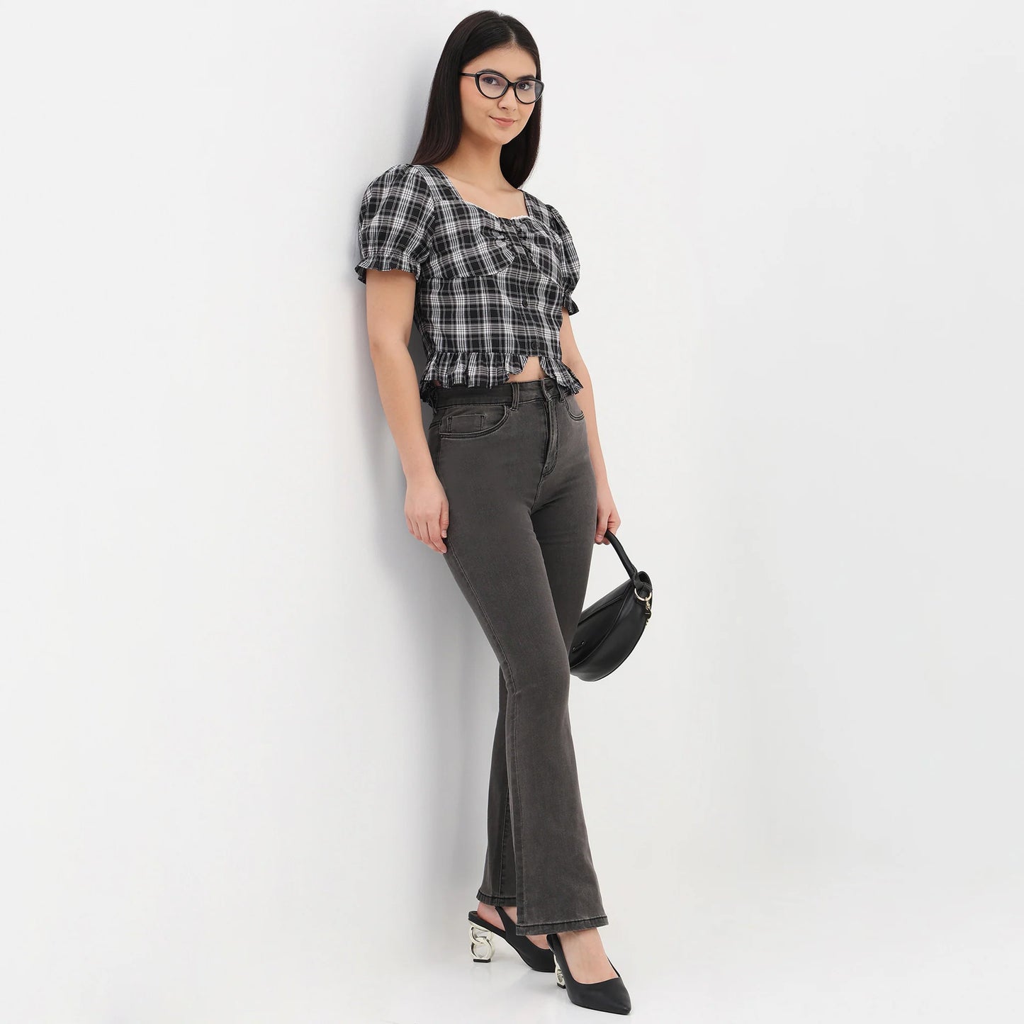 Checkered Woven Top