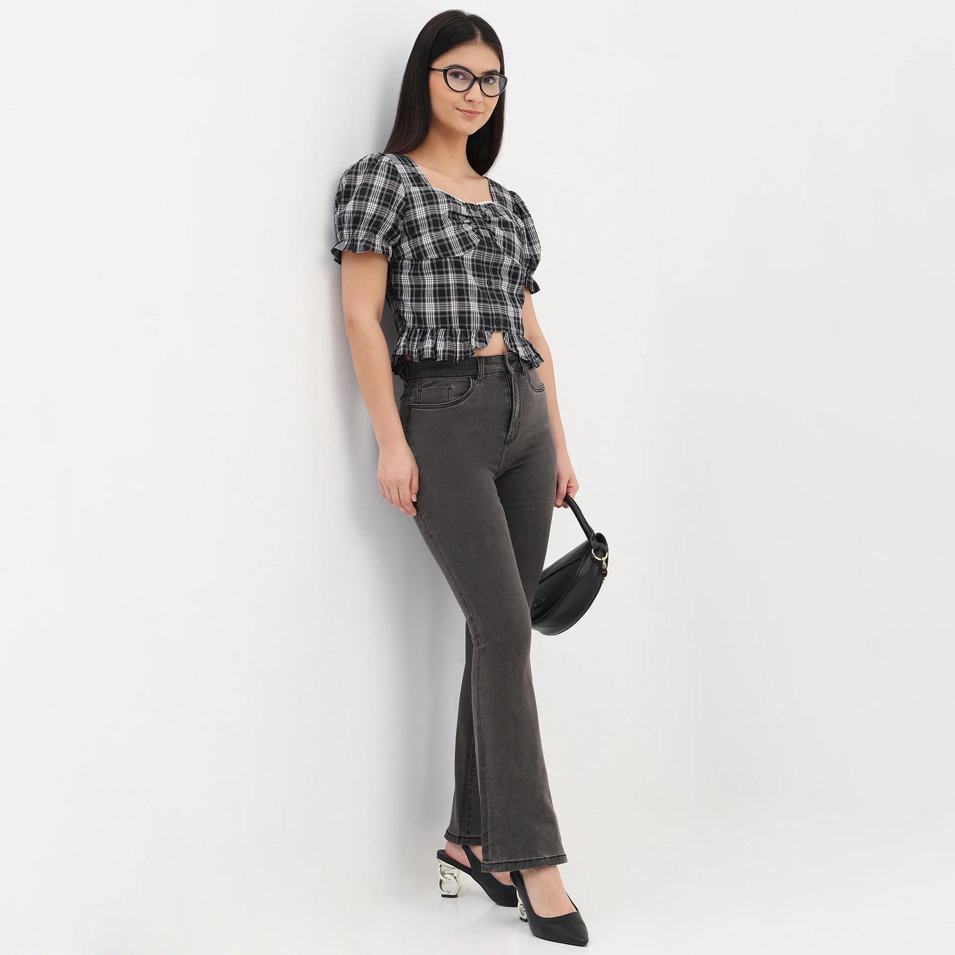 Checkered Woven Top