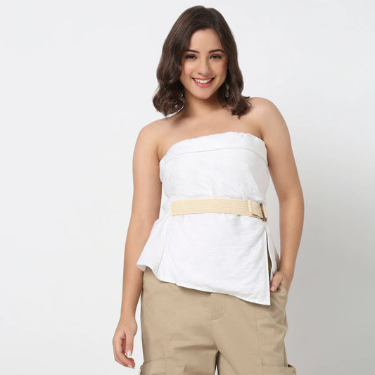 Solid Longline Off Shoulder Top