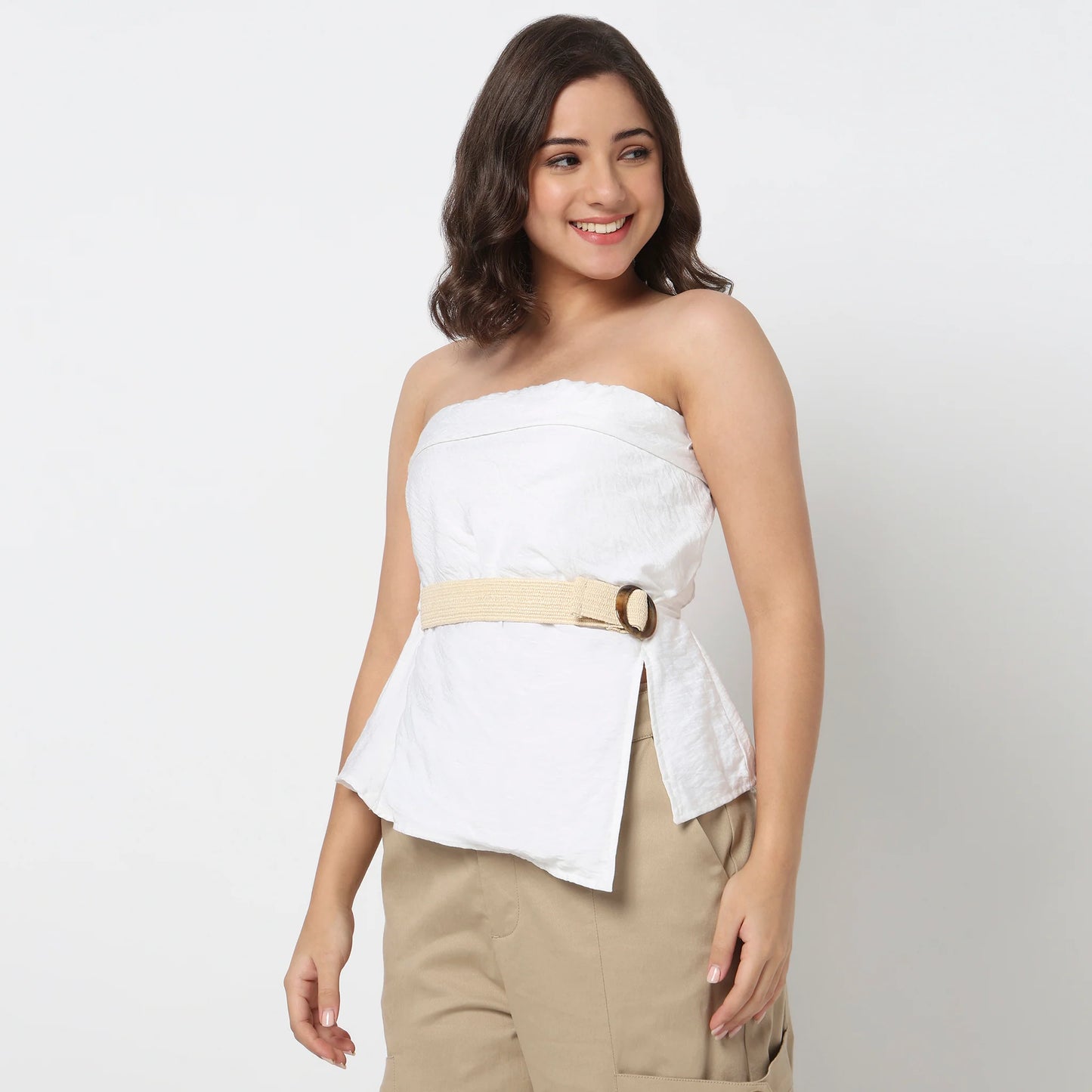 Solid Longline Off Shoulder Top
