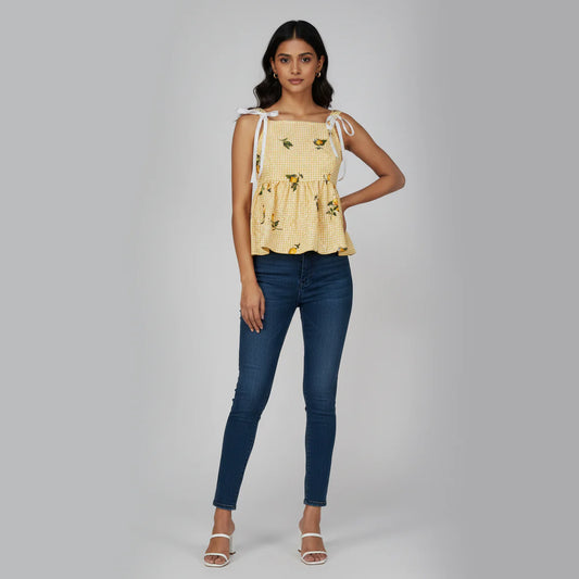 Printed Slim Fit Strappy Top