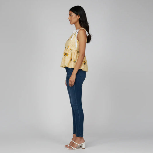 Printed Slim Fit Strappy Top