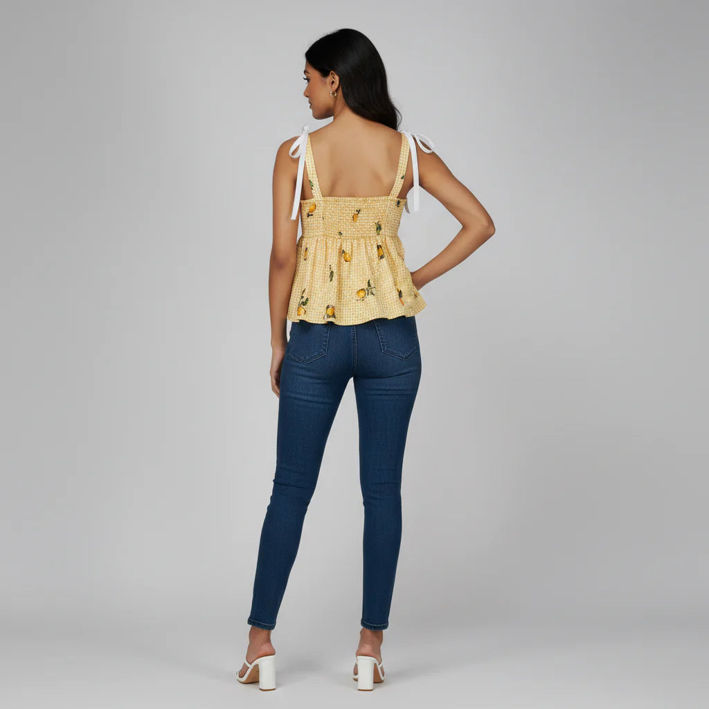 Printed Slim Fit Strappy Top
