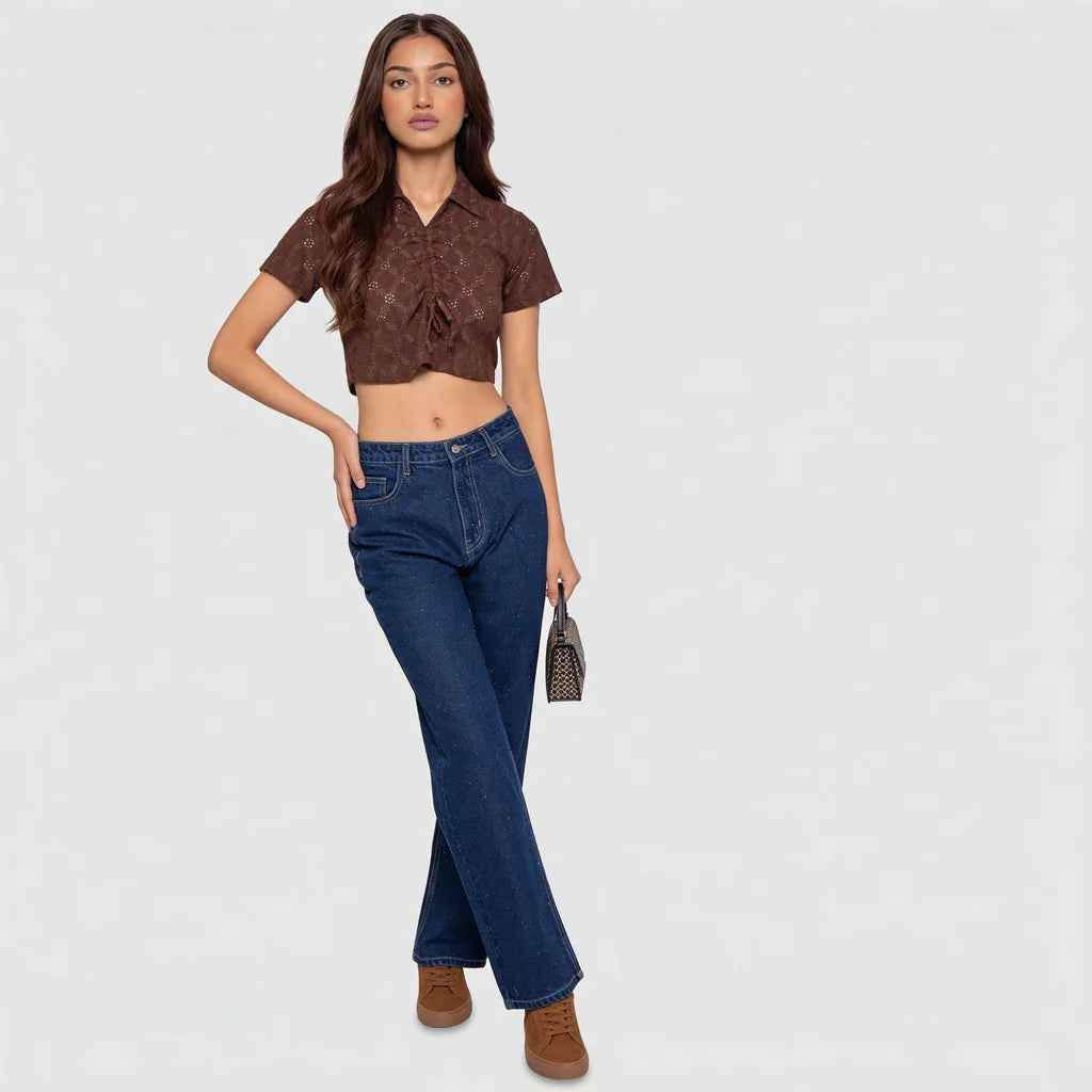 Solid Slim Fit Betty Crop Top