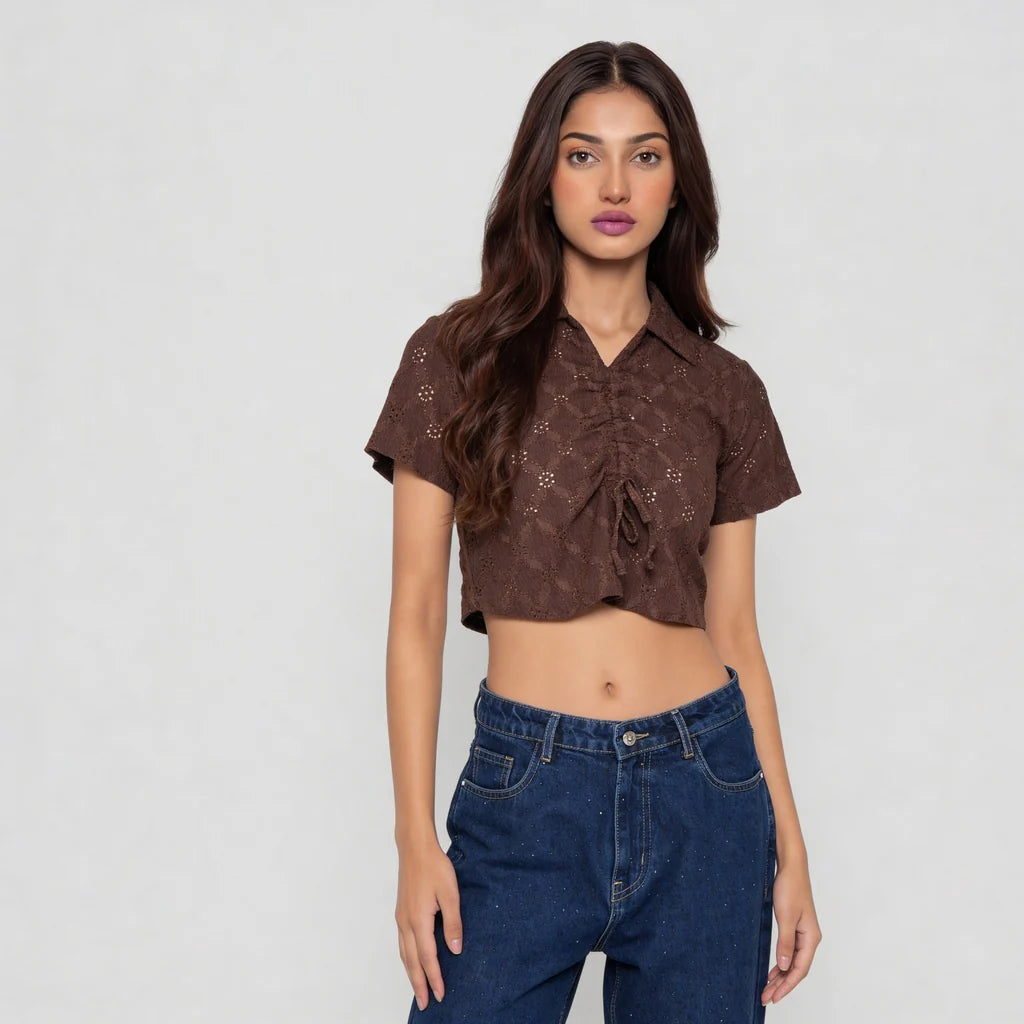 Solid Slim Fit Betty Crop Top