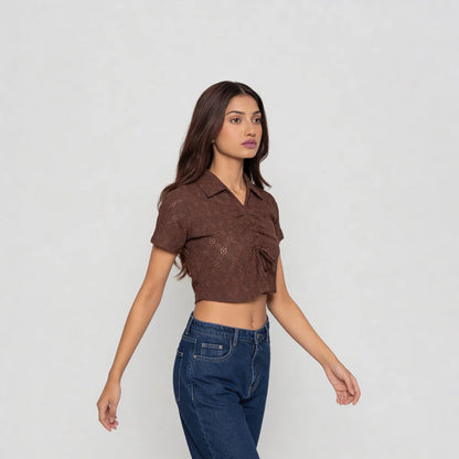 Solid Slim Fit Betty Crop Top