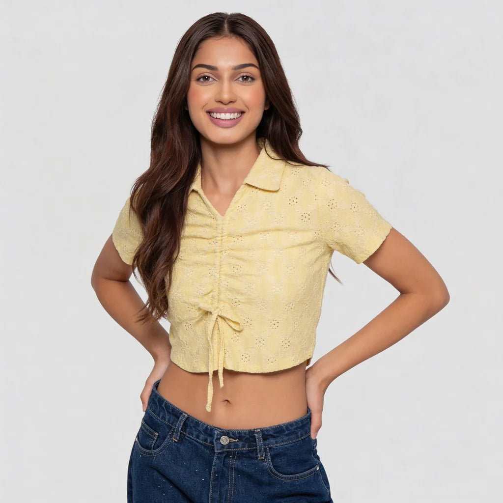 Solid Slim Fit Betty Crop Top