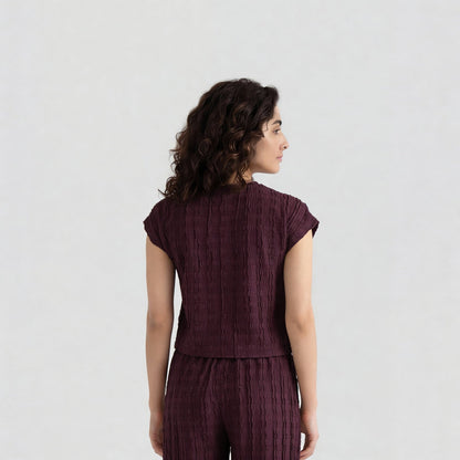 Textured Round Neck Crop Top