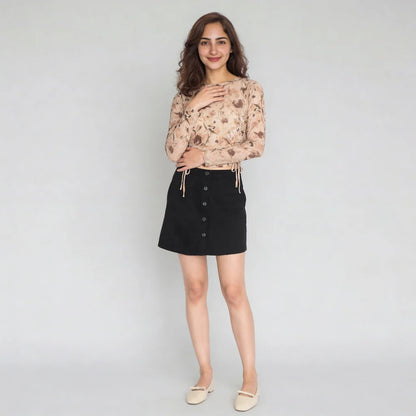 Slim Fit Full Sleeve Top With Ruching At Sides