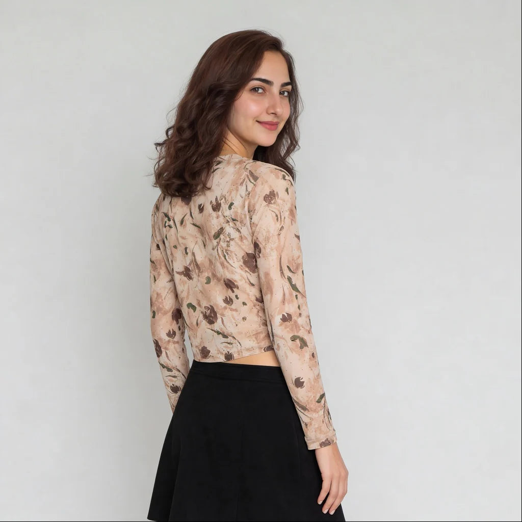 Slim Fit Full Sleeve Top With Ruching At Sides