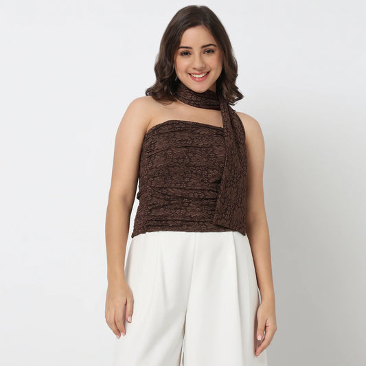 Solid Off Shoulder Crop Top