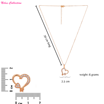 Rose Gold-Plated Heart shape pendant Set with American diamond  for Women & Girls