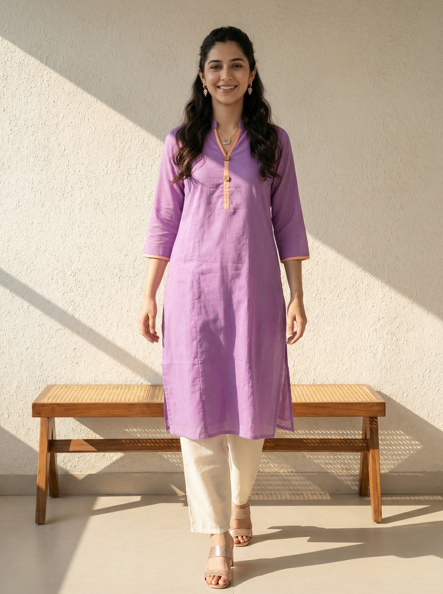 Lavender Mul Cotton Kurta