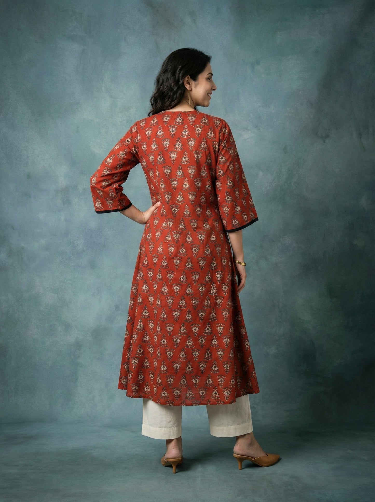Jazz Waves Cotton Dark Maroon Yoke Kurta