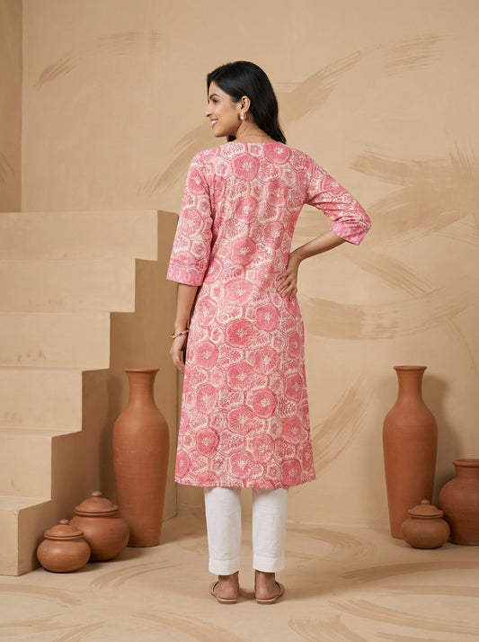 Pink Yoke Pintuck Kurta