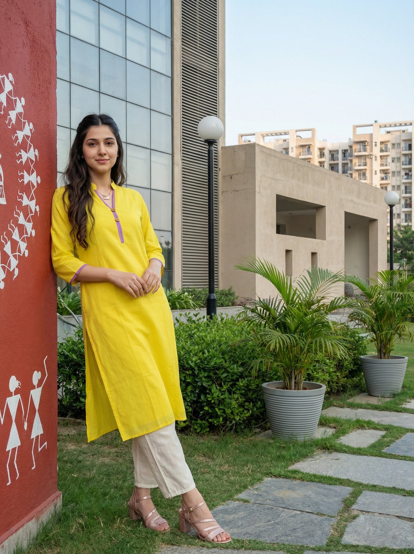 Yellow Mul Cotton Kurta