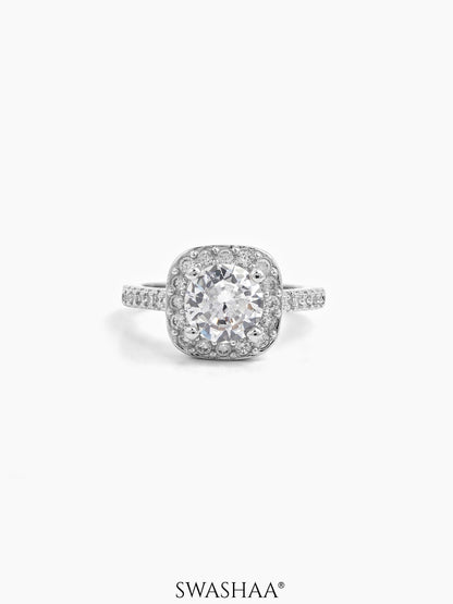 Zariel Cushion Silver Diamond Solitaire Women's Ring