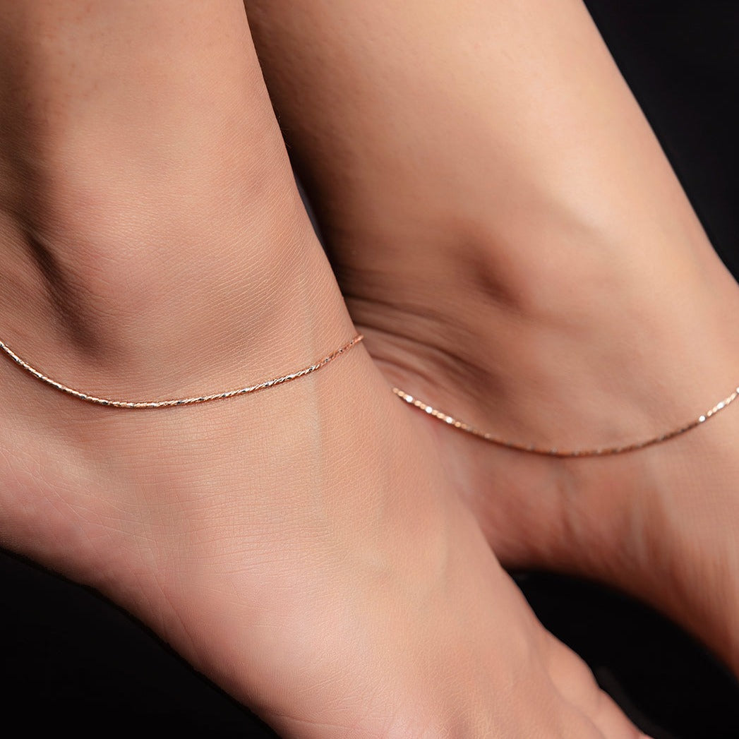 Simple Rose Gold 925 Sterling Silver Anklet