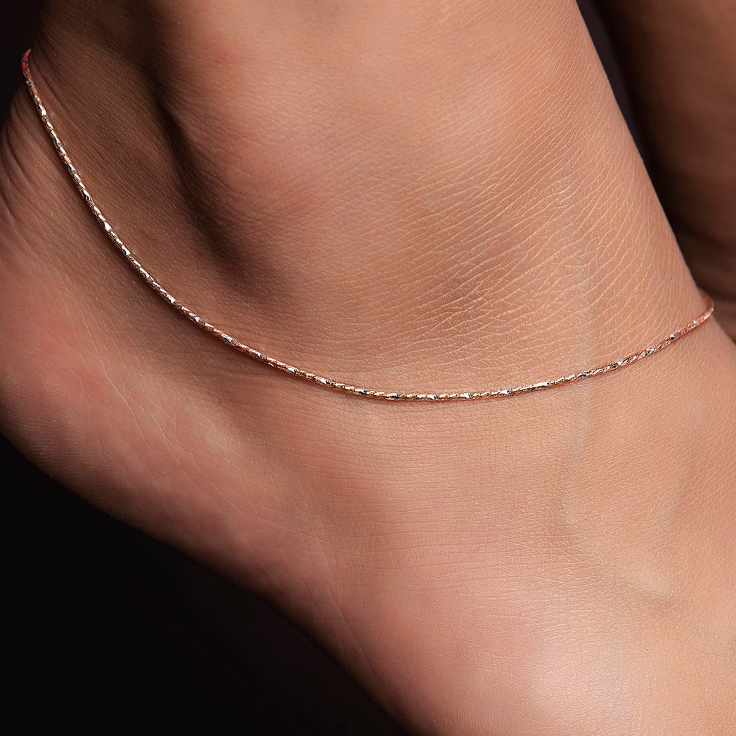 Simple Rose Gold 925 Sterling Silver Anklet