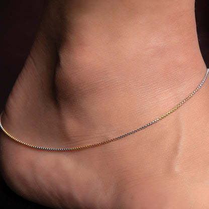 Minimal Triple Toned 925 Sterling Silver Anklet