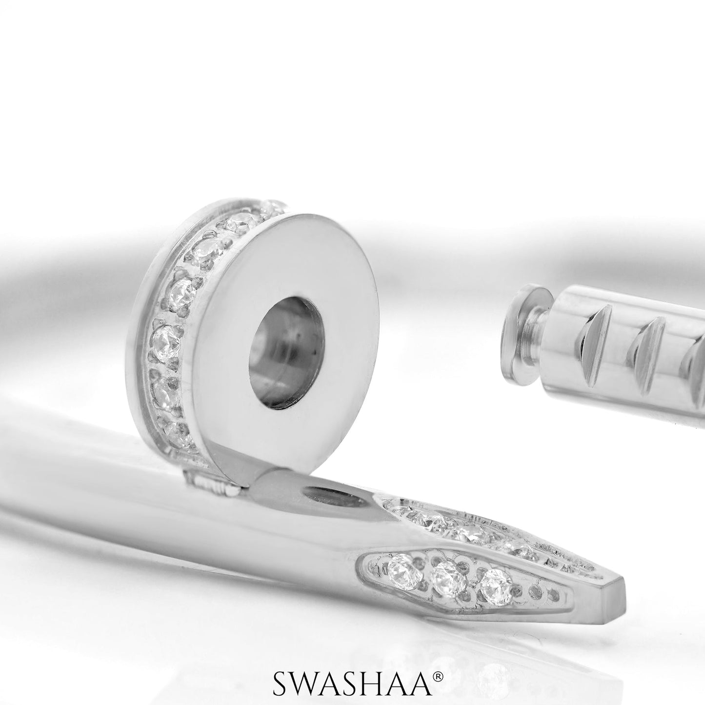 Zayden Diamond Nail Silver Band Bracelet
