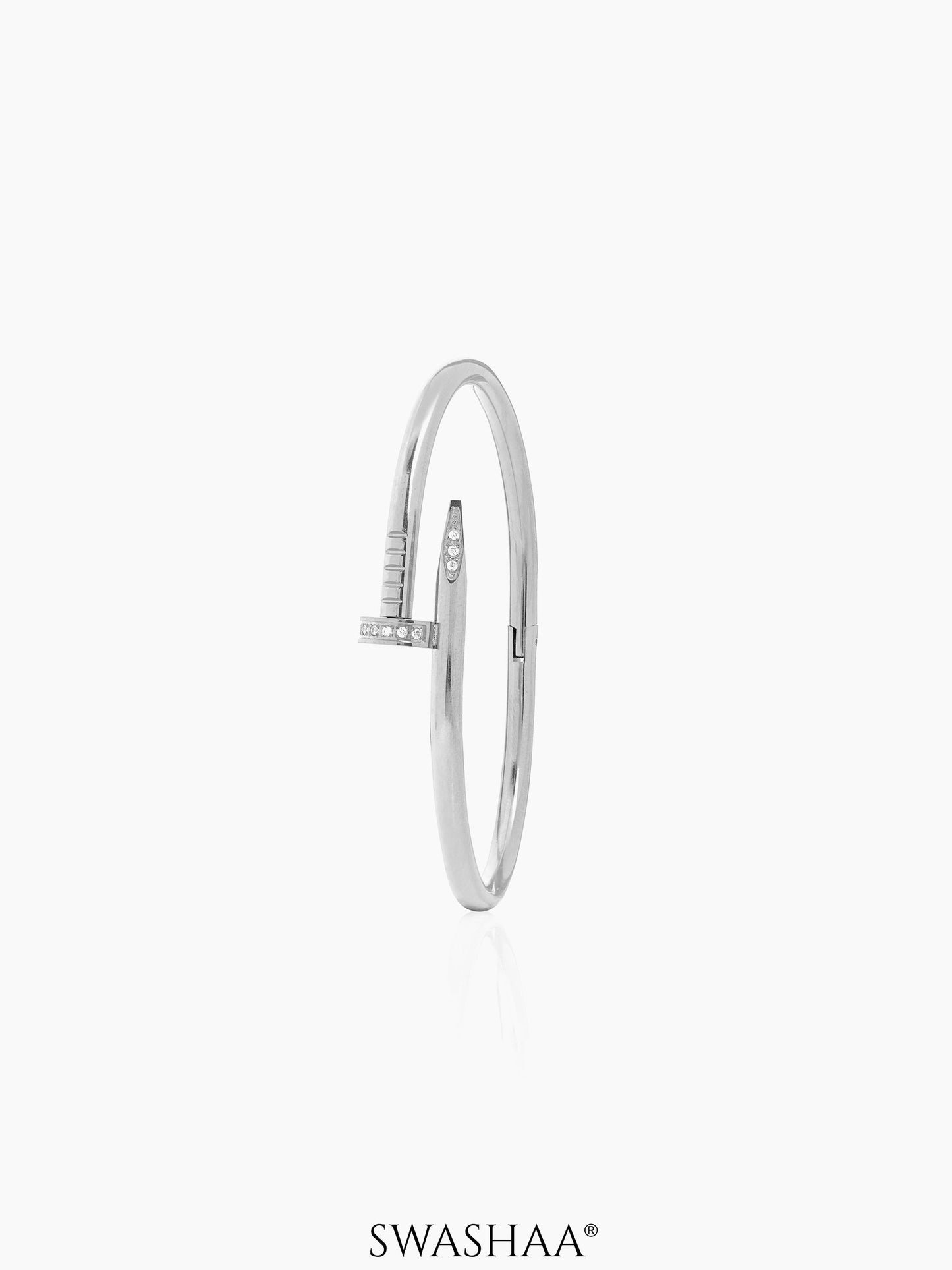 Zayden Diamond Nail Silver Band Bracelet