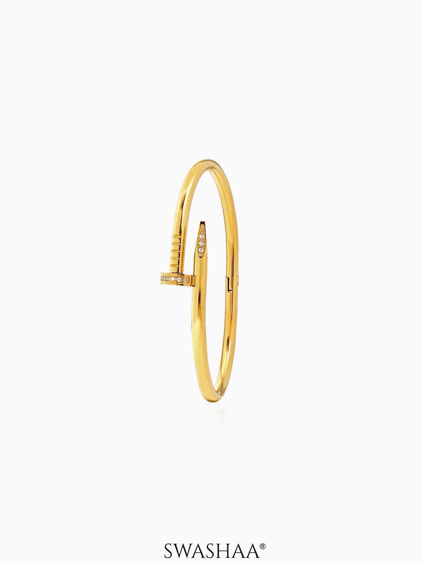 Zayden Diamond Nail 18K Gold Plated Band Bracelet