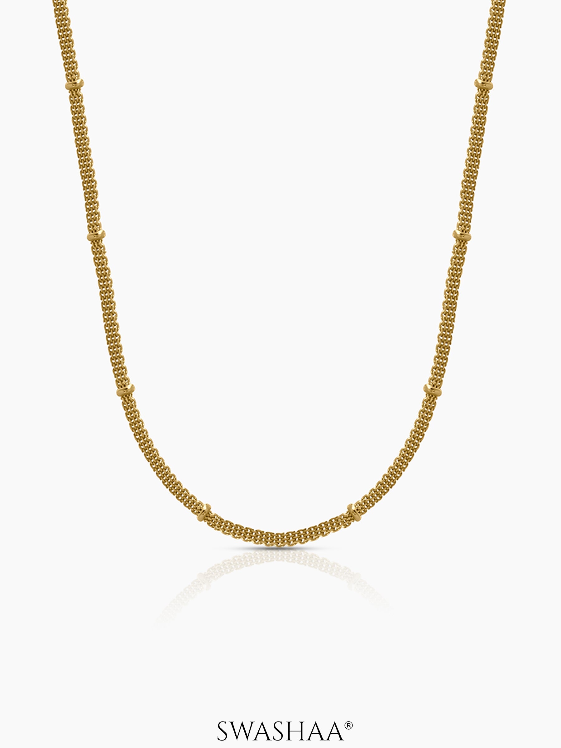 Zeya Textured Chain With Multi-Strand Woven Links 18K Gold Plated Chain