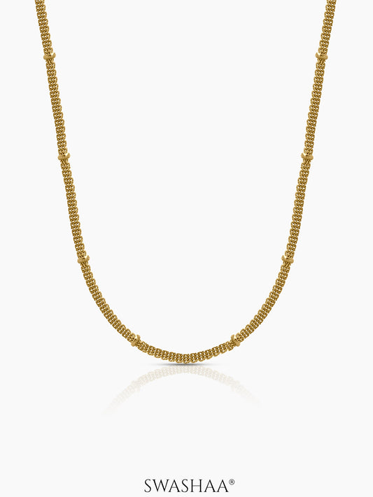 Zeya Textured Chain With Multi-Strand Woven Links 18K Gold Plated Chain