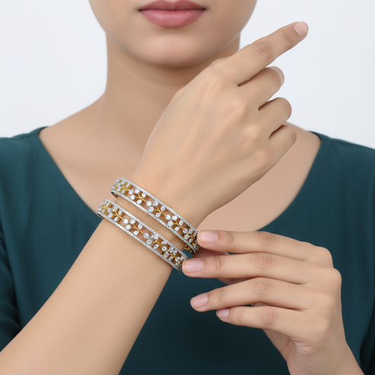 Zircon Bangles Set - Diamond Look Affordable Luxury Bangles