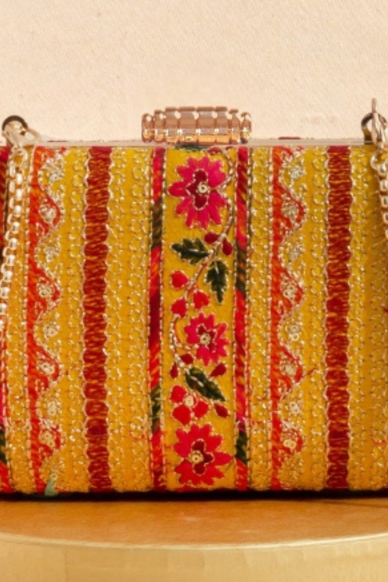 Zuri Box Clutch - Mustard