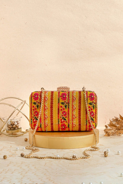 Zuri Box Clutch - Mustard
