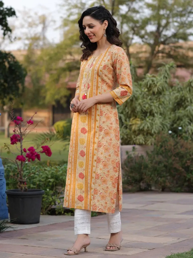 Women Yellow Ethnic Kurta