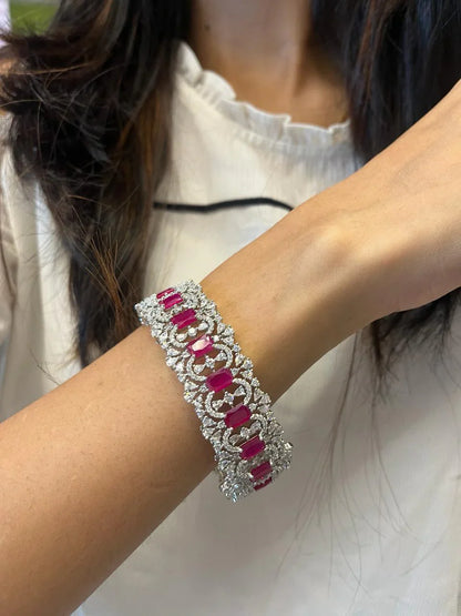 Aaashvi Diamond Thick Bangle (PINK)