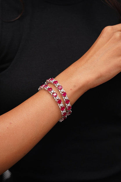 Aahana Diamond Bangles With Coloured Crystals - Attrangi