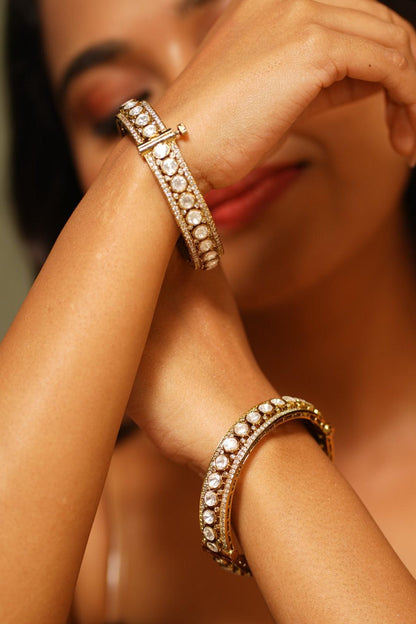 Aarohi Moissanite Indian Bangle Kada Openable - Attrangi