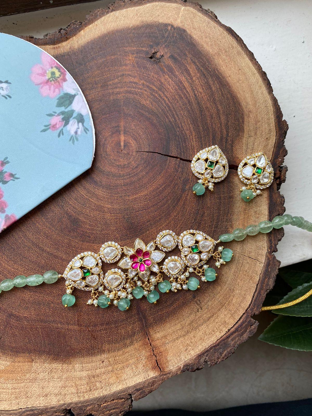 Aashi Simple Moissanite And Pearl Choker - Attrangi