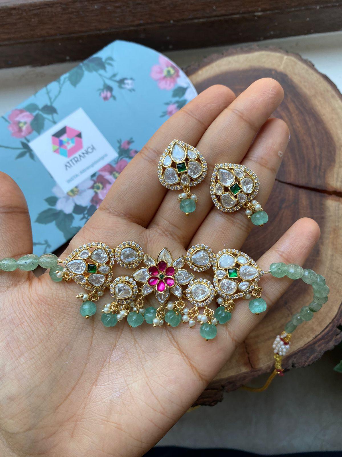 Aashi Simple Moissanite And Pearl Choker - Attrangi