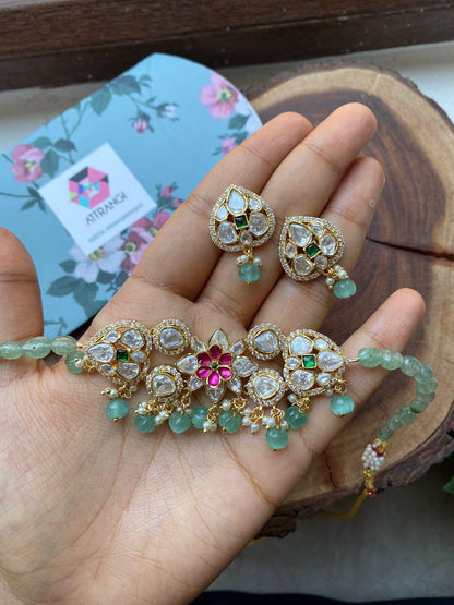 Aashi Simple Moissanite And Pearl Choker - Attrangi