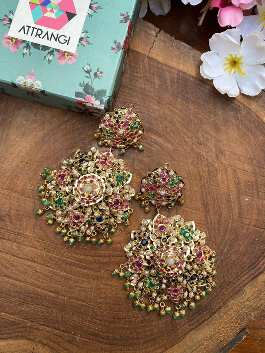 Aleem Oversized Jadaau Statement Earrings - Attrangi