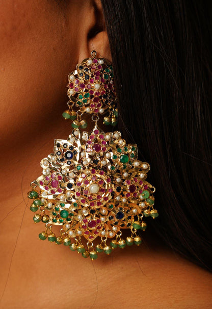 Aleem Oversized Jadaau Statement Earrings - Attrangi