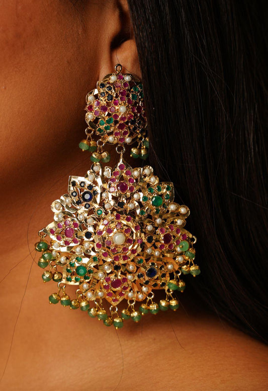 Aleem Oversized Jadaau Statement Earrings - Attrangi