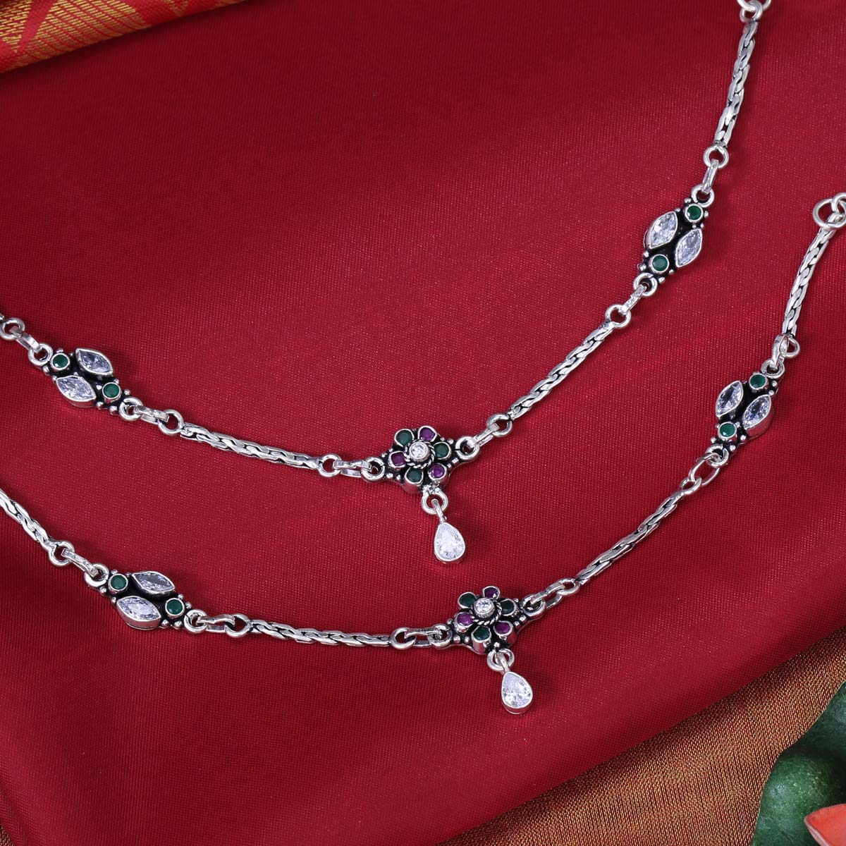 Marisha Oxidised Anklets