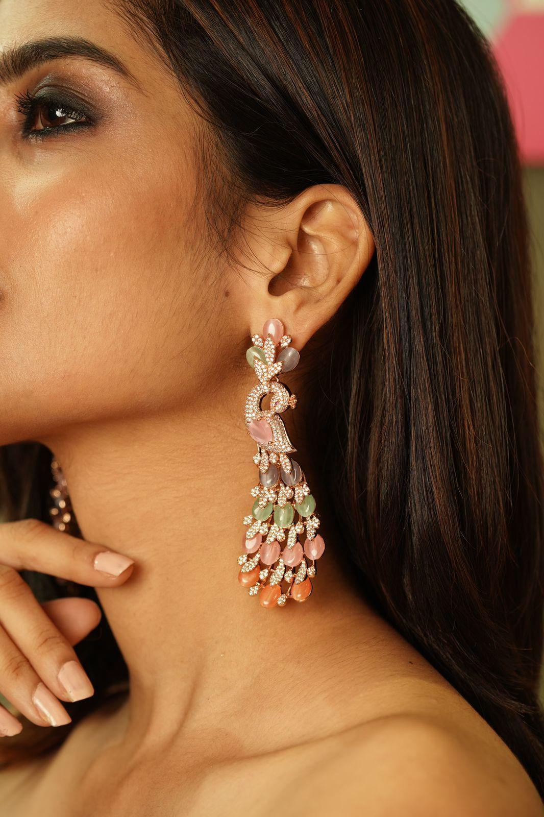 Ariel Multicoloured Peacock Earrings | LaLa Land Collection - Attrangi