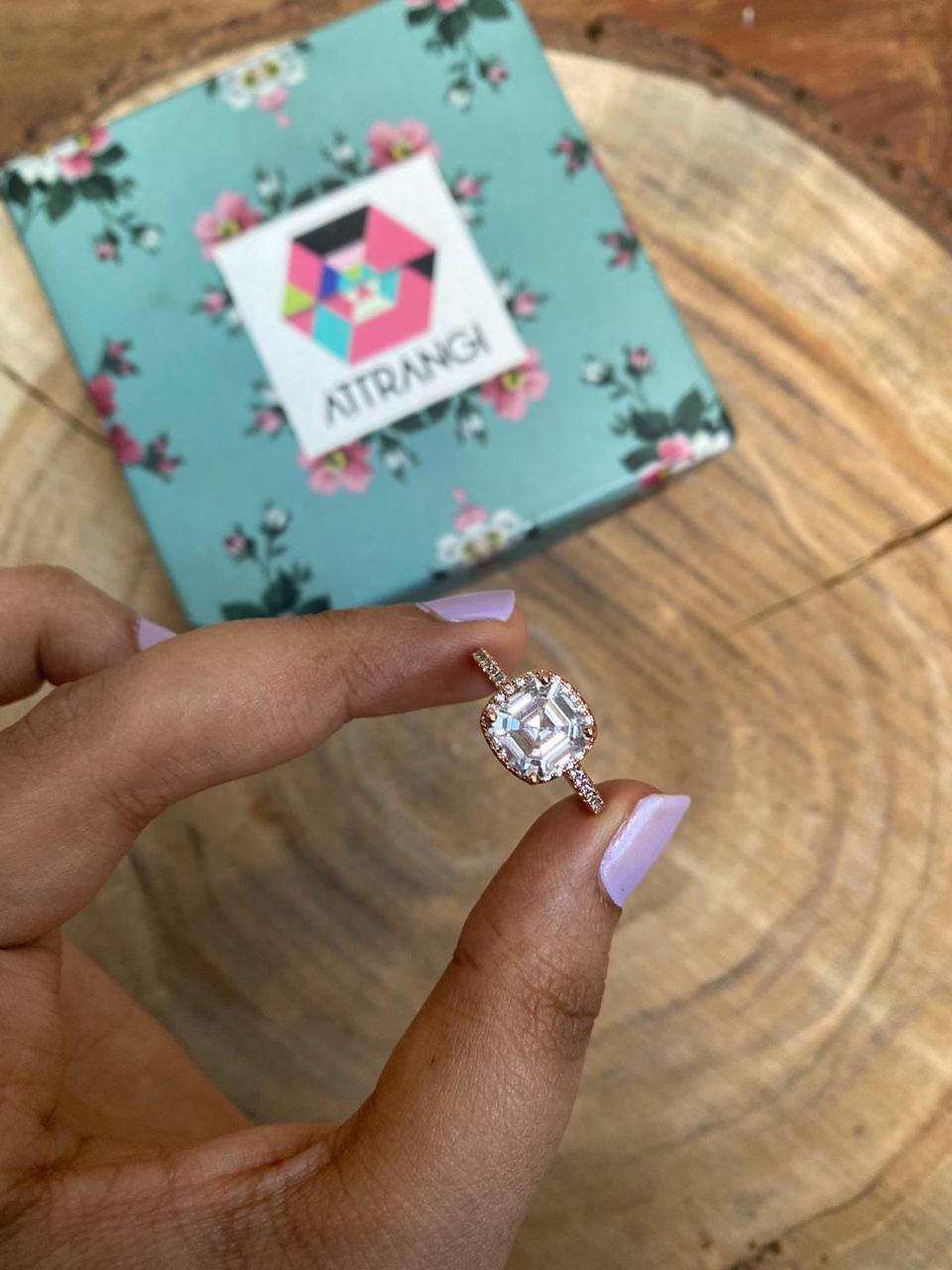Ascher Cut Solitaire Ring - Attrangi