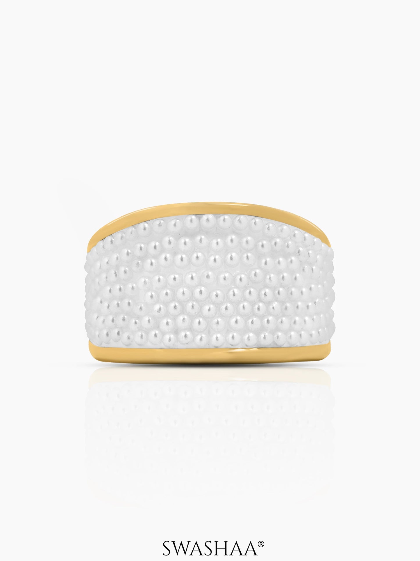 Avena Pearl Cluster Dome 18K Gold Plated Ring
