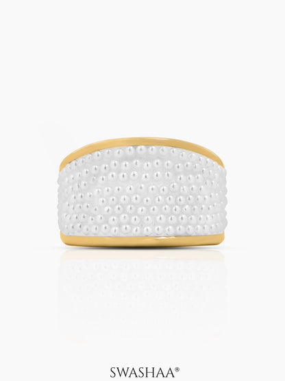 Avena Pearl Cluster Dome 18K Gold Plated Ring